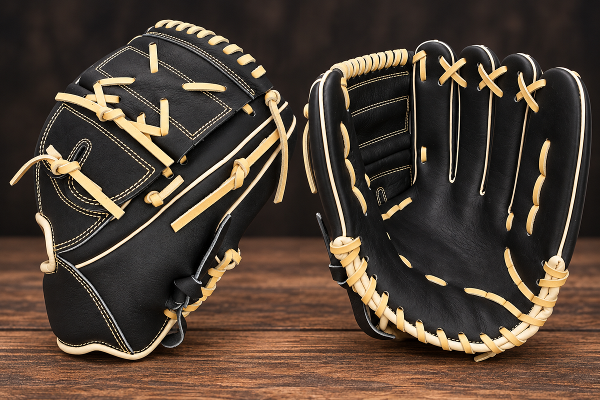 UNBRANDED Steerhide Fielding Glove- Black & Cream