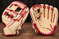 UNBRANDED Steerhide Fielding Glove- Cream & Red
